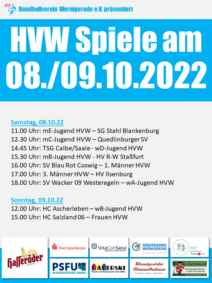 HVW Partien am Wochenende 08./09.10.2022