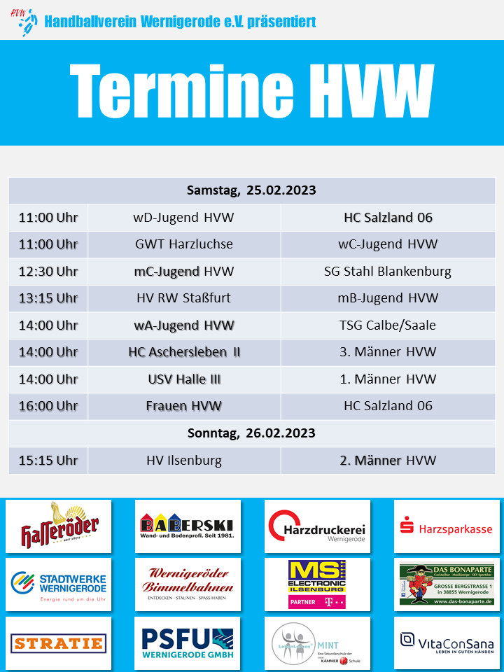 HVW Spiele am 25./26.02.2023