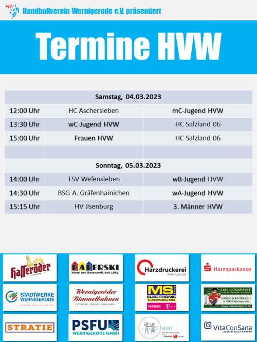 HVW Spiele am 04./03.2023