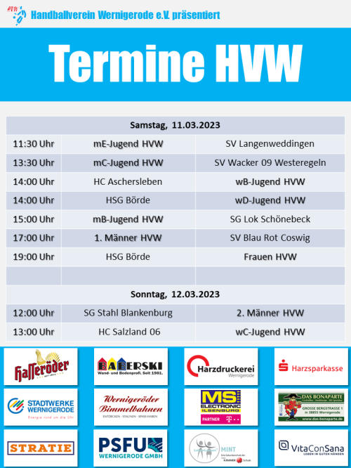 HVW Spiele am 11./12.03.2023