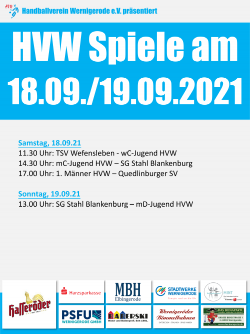 HVW Spielansetzungen für den 18./19.09.2021