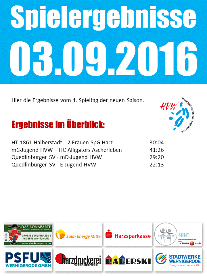 Ergebnisse vom 1. Spieltag der neuen Saison