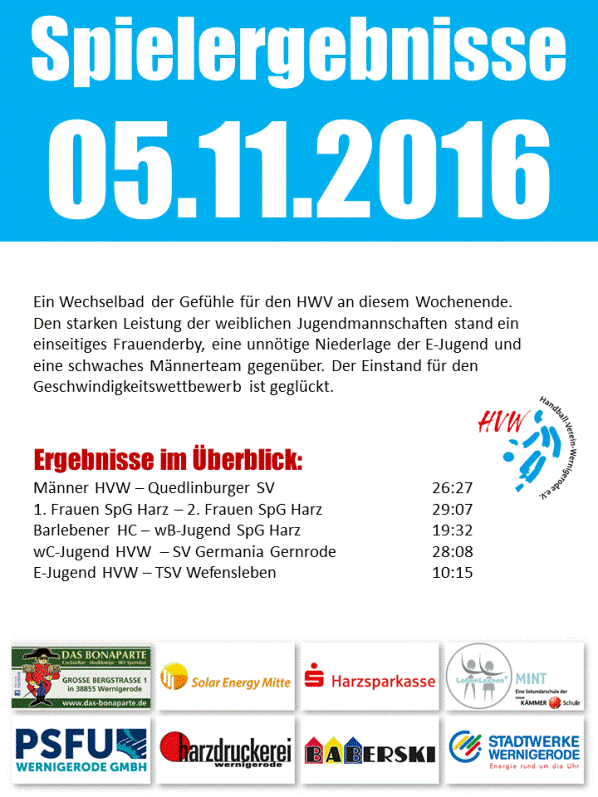 Ergebnisse vom 05.11.16