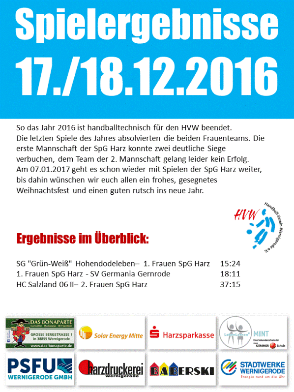 Letzte Ergebnisse im Jahr 2016