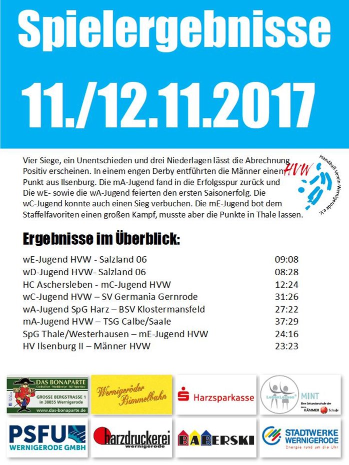 HVW Ergebnisse vom 11./12.11.17
