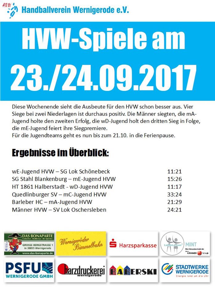 Gutes Wochenende für den HVW