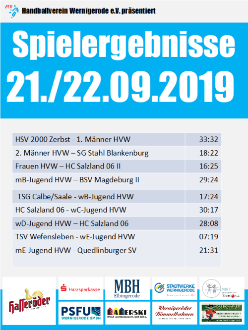 HVW Spielergebnisse vom 21./22.09.19