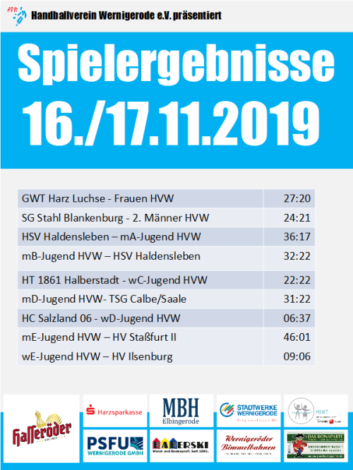 Spielergebnisse vom 16./17.19