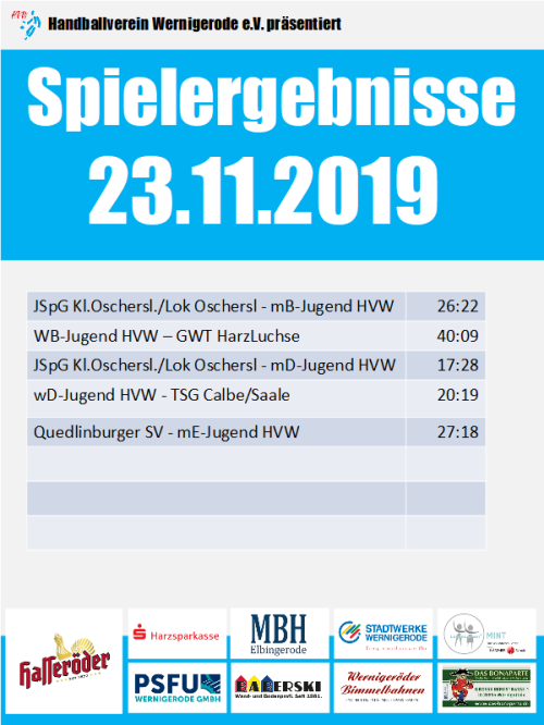 HVW Ergebnisse vom 23.11.19