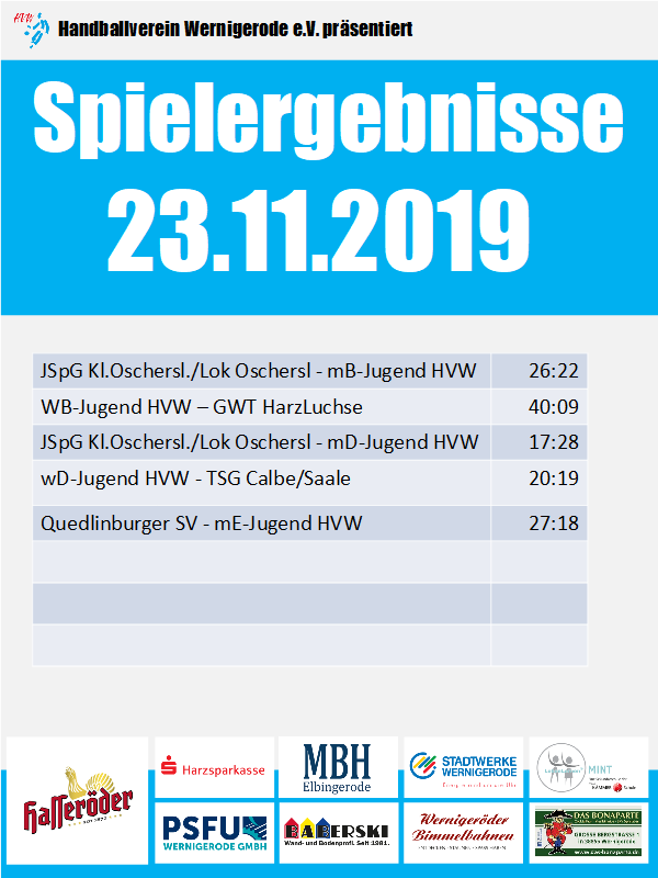 HVW Ergebnisse vom 23.11.19