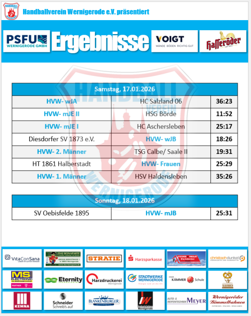 Spielergebnisse vom Wochenende! Spielergebnisse vom Wochenende!