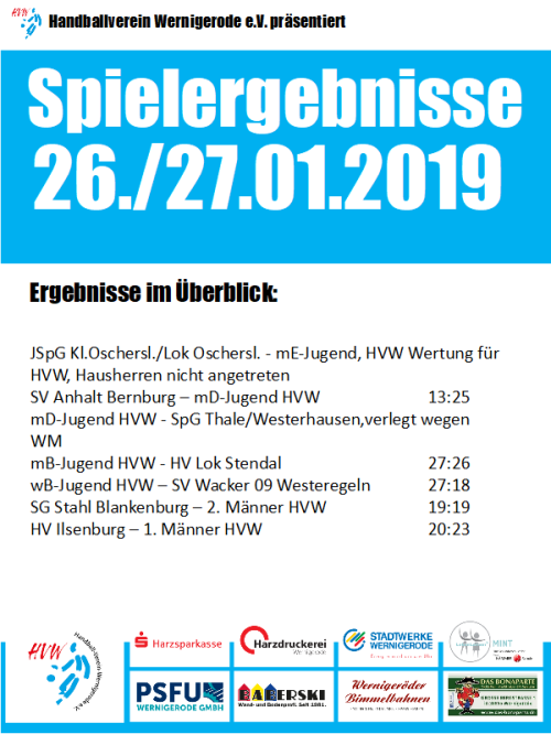HVW Ergebnisse vom 26./27.01.19