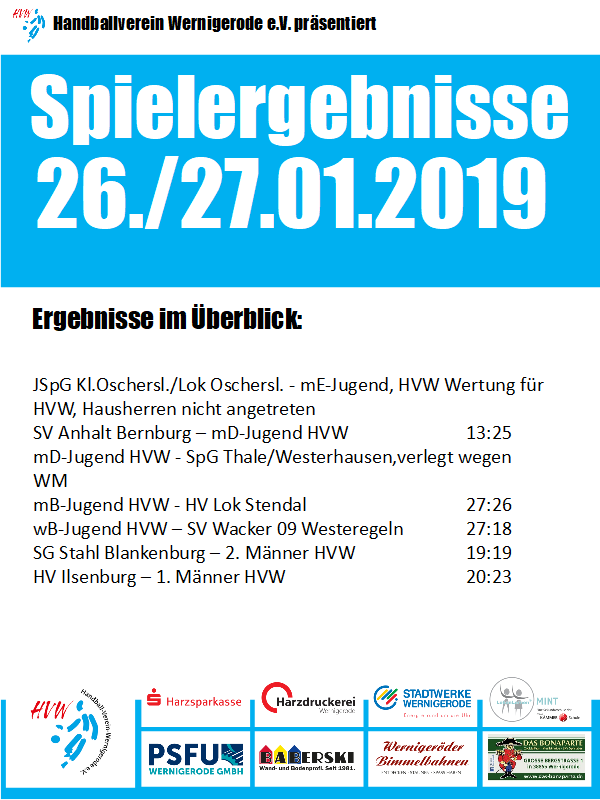 HVW Ergebnisse vom 26./27.01.19