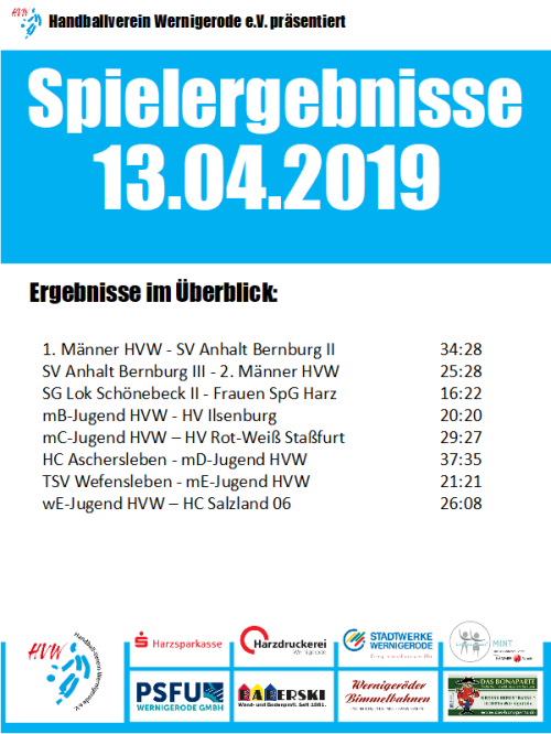 HVW Ergebnisse vom 13.04.2019