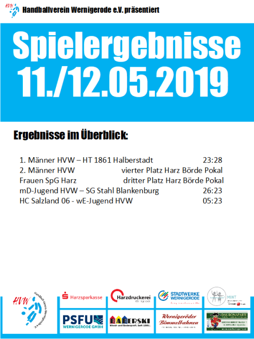 HVW Ergebnisse vom Wochenende 11./12.05.19