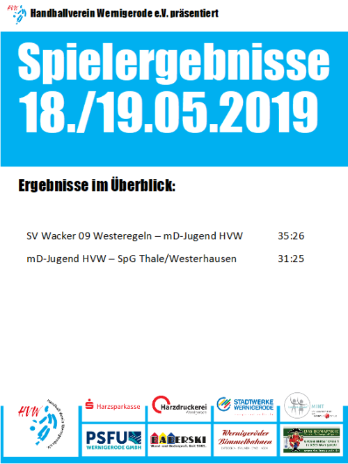 HVW Ergebnisse vom Wochenende 18./19.05.19