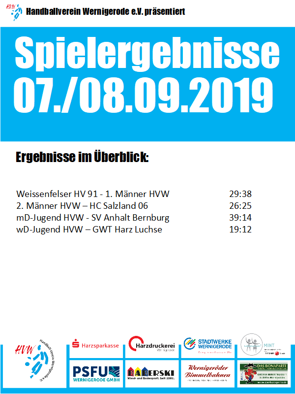 Spielergebnisse vom 07./08.19