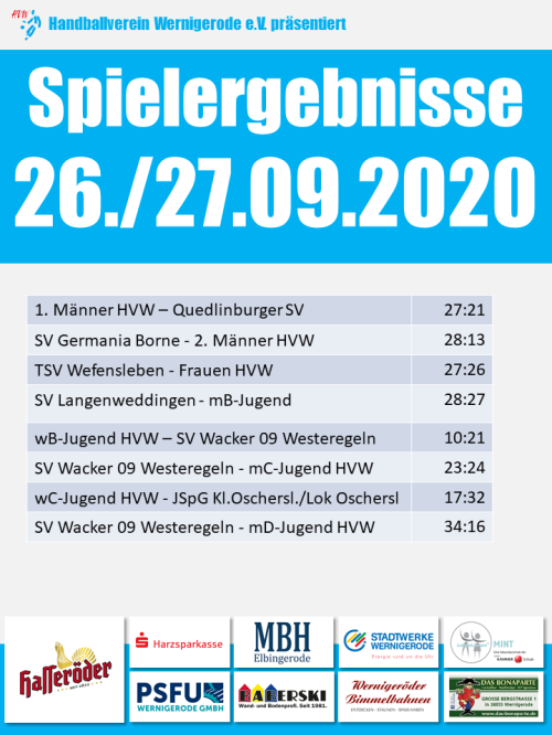 HVW Ergebnisse vom 26./27.09.2020