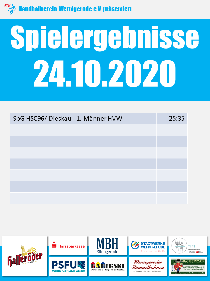 Spielergebnis vom 24.10.2020