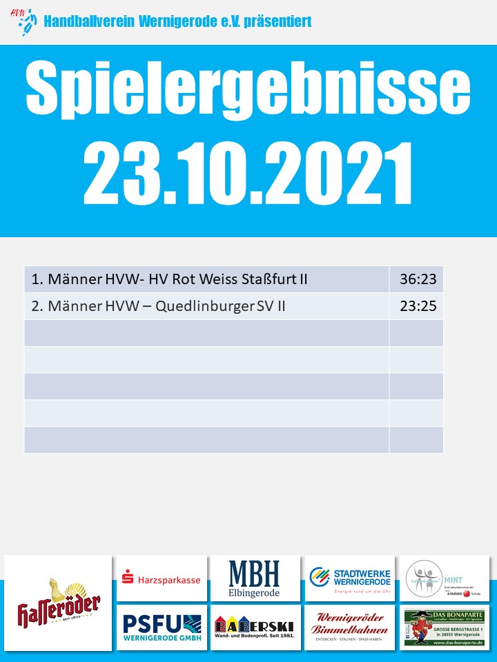 HVW Ergebnisse vom 23.10.21