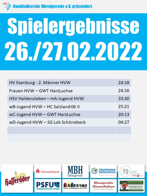 Spielergebnisse vom 26./27.02.2022