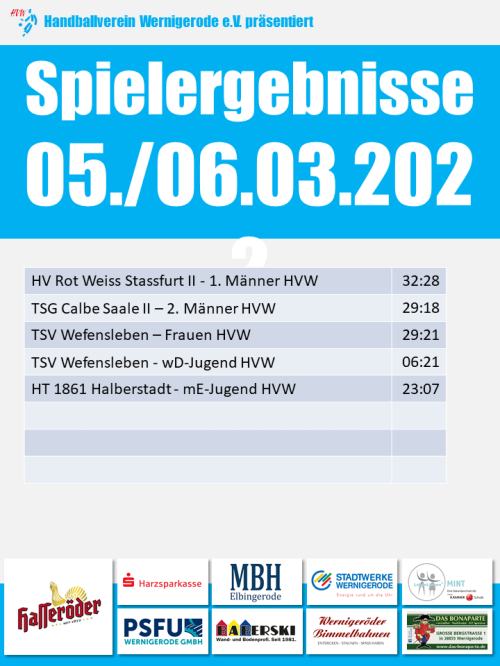 HVW Spielergebnisse vom Wochenende 05./06.03.2022
