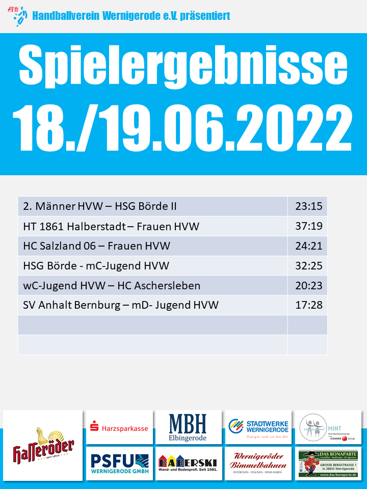 HVW Spielergebnisse 19./20.06.2022