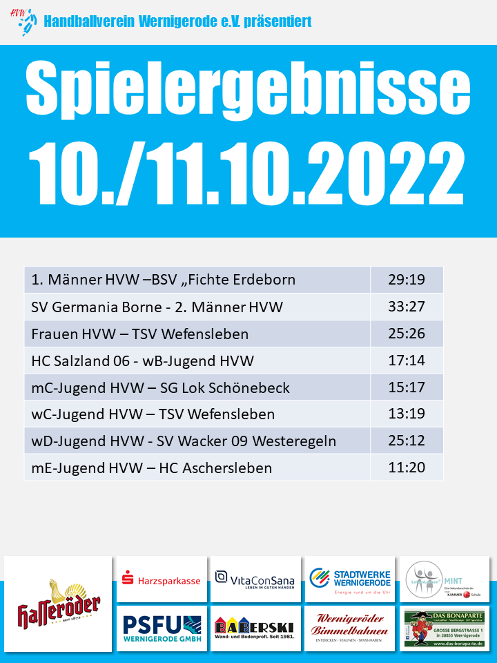 HVW Spielergebnisse vom Wochenende