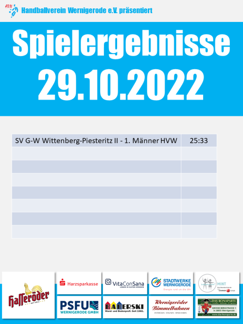 Spielergebnis vom Samstag 29.10.2022