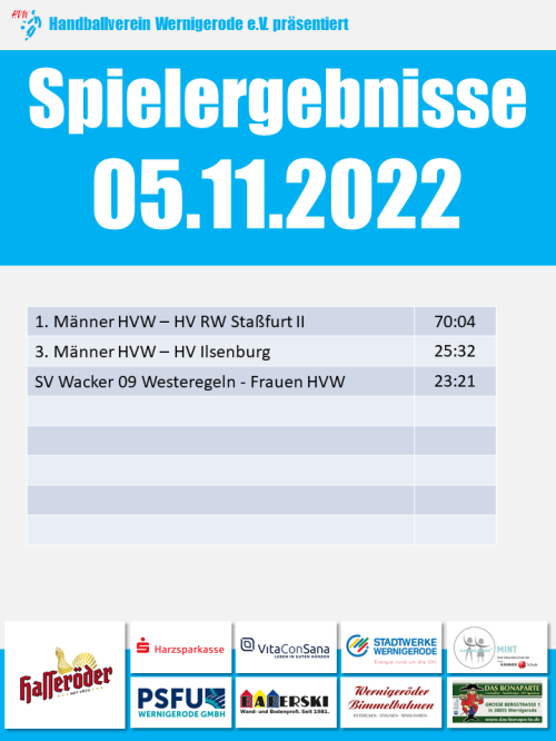 HVW Spielergebnisse vom 05.11.2022