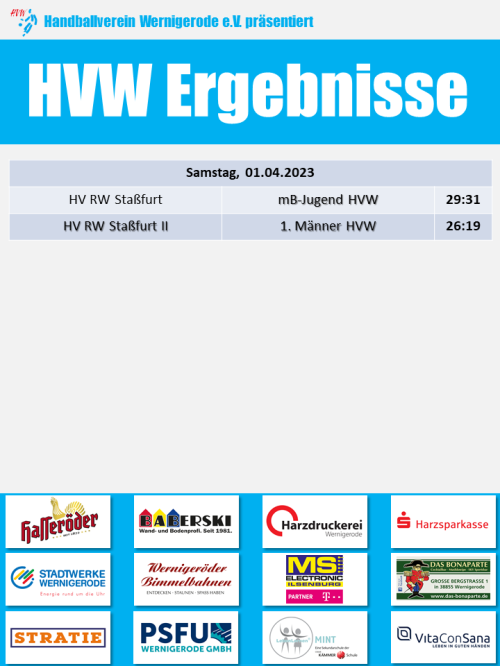 HVW Spielergebnisse vom 01.04.2023