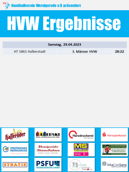 HVW Spielergebnis vom 29.04.2023