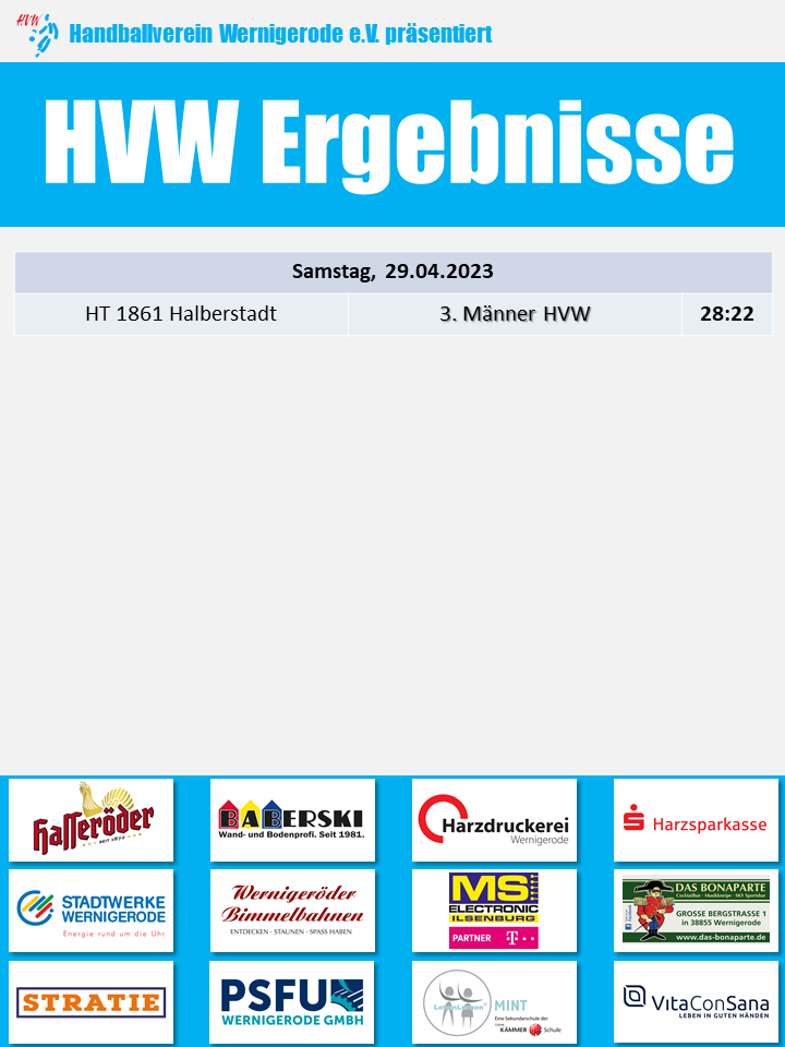 HVW Spielergebnis vom 29.04.2023