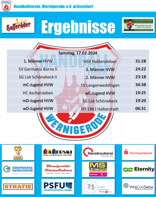 HVW Spielergebnisse vom 17.02.2024