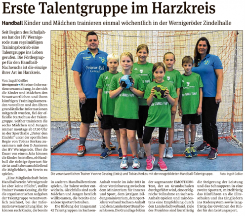 HVW gründet Talentegruppe für Handballnachwuchs